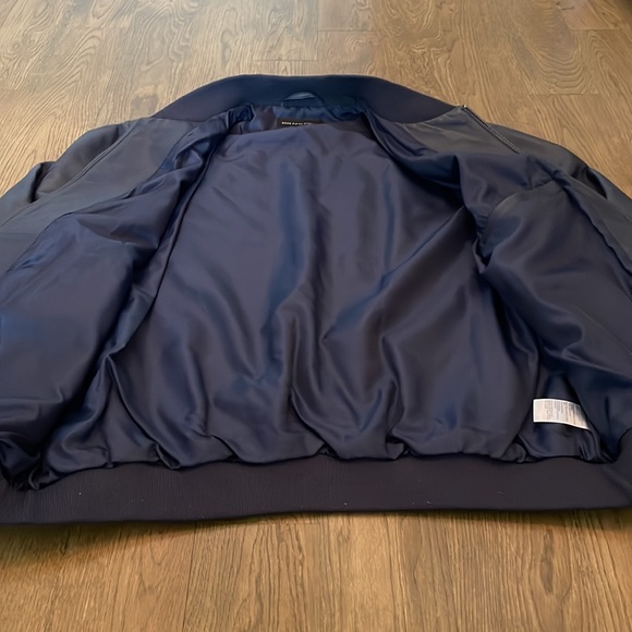 Saks Mens Navy Blue Leather Bomber - Picture 4 of 9